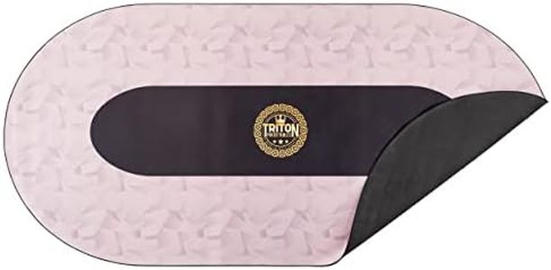 Triton Portable Poker Table Mat 10 Player for Casino- Multi-Spandex Fabric Rubber Portable Poker Game Mat with Zippered Oxford Fabric Carry Bag (77.75" L x 35.5" W, Brown)