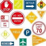 15 Pieces Road Signs Wall Decal Tra