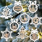 Farmhouse Christmas Tree Decorations Ornaments - 25pcs Wooden Christmas Hanging Ornaments Rustic Reindeer Decor for Tree Winter Wonderland Holiday Decor