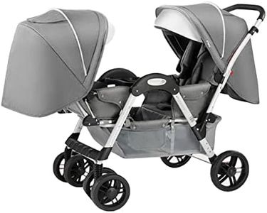 YCKEGEW Double Stroller Infant and Toddler Portable Baby Pushchair Tandem Umbrella Stroller for Twins,Child Tray,High Landscape | Sunshade | Easy to Fold (Color : Silver Grey)