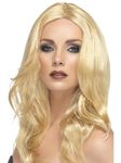 Smiffys Superstar Wig, Blonde Long, Wavy, with Skin Parting, Ladies Glamour Wigs Fancy Dress, Adult Dress Up Wigs