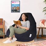 Casa Copenhagen ,Designed in Denmark,Anti-Bacterial Premium Fabric Bean Bag Chair Filled with Beans, Jumbo28.11-5 XL- Bird Black