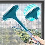 Genteel Multifunctional Screen Brush 2 in 1 Mesh Cleaning Brush & Wiper with Extended Handle Window Cleaning Brush Net Cleaner Double-Sided Window Cleaner Window Mesh Cleaner, Multi Color, Pack of 1