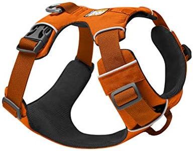 RUFFWEAR Front Range Harness, Extra Large Dog Harness, Reflective Y Harness, Adjustable Comfortable Padded Everyday Dog Walking, No Pull Dog Harnesses, 2 Lead Attachments, L/XL, Campfire Orange