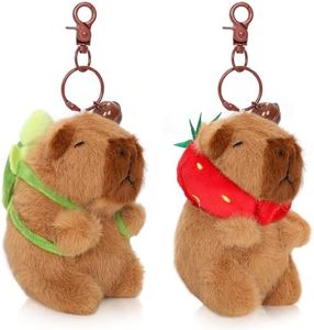 Generic 2 Pcs Capybara Plush Keychain Toy - Cute Capybara Stuffed Animals Dolls Toys,Kawaii Backpack Key Chains Pendant Decoration Birthday Gift for Kids, Brown