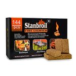 Stanbroil 144 pcs Natural Charcoal Fire Starters, Super Fast Lighting Charcoal Starters Perfect for Fireplace, Campfire, Wood Stove, Fire Pit