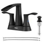 PARLOS 2 Handles Waterfall Bathroom Faucet with Pop-up Drain and Faucet Supply Lines, Matte Black, Demeter 1431704