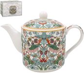 Lesser & Pavey William Morris White Strawberry Thief Teapot - Lovely Floral Fruit Design Ceramic Tea Pot Gift Idea