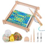 Wooden Weaving Loom Kit, 24x28cm Wooden Multi-Craft Weaving Loom Adjustable Hand-Knit Machine, Wooden Loom Set with Yarns,Rods,Combs and Shuttles, Suitable for Beginner & Kids (24x28cm)