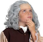 Skeleteen Grey Benjamin Franklin Wig - Receding Hairline Old People Senior Citizen Gray Balding Costume Wigs Dress Up Accessories Head Cap