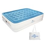 JHUNSWEN King Size Air Bed, Air Mattress with a Built-in Electric Pump and Storage Bag, Blow Up Raised Inflatable Mattress for Adults Guests Camping