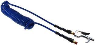 Coilhose Pneumatics 600-PU15B-B 600 Series Blow Gun with Flexcoil Polyurethane Coiled Air Hose, 1/4-Inch ID, 15-Foot Length with (2) 1/4-Inch Reusable Strain Relief MPT Swivel Fittings, Dark Blue