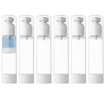 LONGWAY 3.4 Oz (100ML) Clear Airless Cosmetic Cream Pump Bottle Travel Size Dispenser Refillable Containers/Foundation Travel Pump Bottle for Shampoo (Pack of 6, Clear)