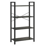 VASAGLE 4-Tier Tall Bookshelf, Bookcase with Steel Frame, Book Shelf for Living Room, Home Office, Study, 11.8 x 25.9 x 47.2 Inches, Industrial Style, Charcoal Gray and Black ULLS060B04