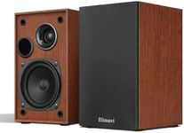Elimavi Passive Bookshelf Speakers, 2-Way Design with 4" Woofer & 1" Silk Horn Tweeter, 60Hz Bass, Ideal for Home, Office & Theater, Brown (Requires Amplifier or Receiver to Operate)