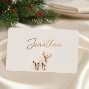 UNIQOOO 24Pcs Decorative Reindeer Place Card Holders Bulk, Name Card Holder, for Christmas Table Decor, Name Tag, Party Food Labels