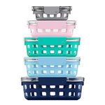 Ello Duraglass Mixed Meal Prep Sets Leak-Proof Glass Food Storage Containers with Silicone Sleeves and Airtight BPA-Free Lids, Dishwasher, Microwave, and Freezer Safe