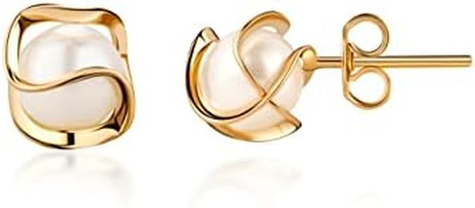 Barzel 18K Gold Plated Caged Pearl Stud Earrings, 4MM - Made In Brazil