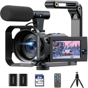 Camcorder Video Camera 5K, Dual Lens Vlogging Camera for YouTube, 3” 270° Rotatable Touchscreen WiFi 56MP Night Vision Cam Corder with 64GB SD Card, Microphone, Tripod, Stabilizer, Remote, Batteries