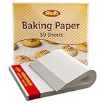 SHEFA 50 Pcs Premium Quality Square Baking Paper Sheets Grease Proof Parchment Paper Bake Cake precut Ready Cut for Oven Tray Value Pack