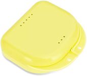 Mouth Guard Container Case Orthodontic Retainer Carry Case with Vent Holes, Denture Holder Aligner Case Small for Household|Office|Travel - Light Yellow