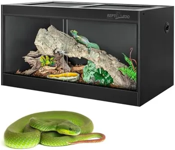 REPTI ZOO 120 Gallon PVC Reptile Tank Terrarium, 48x24x24 Reptile Terrarium for Ball Python Snake Bearded Dragon Gecko, Large Reptile Glass Tank with Sliding Door & Screen Ventilation