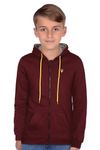 ALLEN SOLLY ABSS31901811 Junior Boy's Regular Fit Cotton Hooded Neck Sweatshirt (Maroon_13 Years-14 Years)