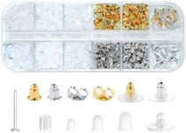 12 Styles -600 Pcs Earring Backs for Earring Making kit, Clear Plastic Earrings Metal Rubber Silicone Earring Backs Bullet Clutch Stoppers Replacement Kits for Fish Hook Earring Studs Hoops