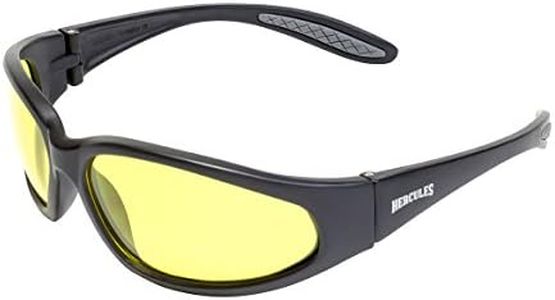 Global Vision Hercules Shatterproof/Unbreakable UV400 Motorcycle Sunglasses/Biker Glasses with Storage Pouch (Yellow Tinted - Category 1)
