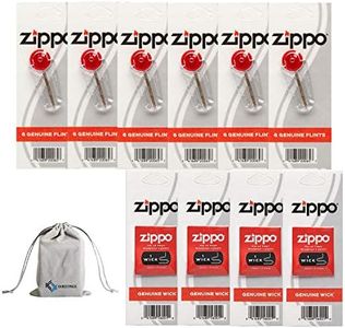 Zippo Lighter Replacement 6 Flint Dispensers (36 Flints) & 4 Wicks 10 Value Pack Bundle with KKBestPack Pouch