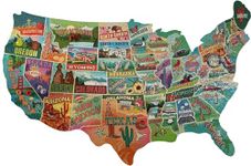 TDC Games United States America Roadtrip Map Jigsaw Puzzle - 1,000 Pieces, USA Shaped Puzzle, 31 Inches Long