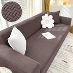 B BESTILO Universal Polyester Blend & Spandex Sofa Cover Big Elasticity Cover for Couch Flexible Stretch Sofa Cover | 120 GSM (Solid Brown, Triple Seater (185-230cm))