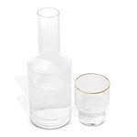 Libken Bedside Water Carafe and Glass Set - Clear 27oz Glass Decanter and Cup Combination - 2-Piece Transparent Carafe with Cup - Ideal for Nightstand and Dining - Modern Nightstand Accessories