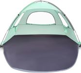 WhiteFang Beach Tent Anti-UV Portable Sun Shade Shelter for 6 Person, Extendable Floor with 3 Ventilating Mesh Windows Plus Carrying Bag, Stakes and Guy Lines (Mint Green)