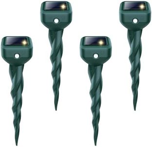 Mole Repellent Solar Powered, 4 Pack Waterproof Ultrasonic Deterrent Stake, Sonic Spikes Get Rid for Snake, Groundhog, Gopher, Vole, Repellent for Lawns Garden & Yard