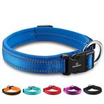 MASBRILL Adjustable Dog Collar, Reflective Nylon Dog Collar with Soft Neoprene Padded Pet Collar (L (Pack of 1), Dark Blue)