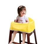 Solfres Dual-Belt High Chair Cover, Baby High Chair Cover with Straps, for Kids Wooden or Restaurant High Chair, Sturdy and Robust Material, Yellow