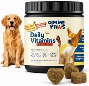 8-in-1 Dog Multivitamin Chew with Glucosamine, Omega-3 & Probiotics for Dog's Hips, Joints, Skin, Coat, and Gut Health. Immune Support Dog Vitamins, Natural Chicken Flavour Soft Chews, 120 Count