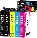 5-Pack 212XL Ink Cartridges Compatible for Epson 212 212XL Ink Cartridges for Epson Expression Home XP-2100 XP-3100 XP-3105 XP-4100 Workforce WF-2810 WF-2830 WF-2850 Printer (2B, 1C, 1M, 1Y)