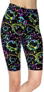 Women's Artistic Splash Printed Biker Shorts Buttery Soft Workout Leggings (Small-Large, Splash Circle)