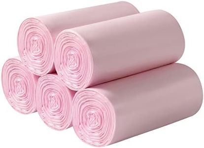 5 Rolls Small Trash Bags - 200 Counts Durable 4 Gallon Small Garbage Bags for home office kitchen Bathroom Bedroom Trash Can liners（Pink）