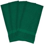 DII Cotton Waffle Terry Dish Towels, 15 x 26 Set of 4, Ultra Absorbent, Heavy Duty, Drying & Cleaning Kitchen Towels-Dark Green