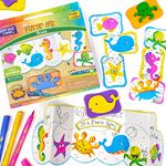 Imagimake Stamp Art Ocean Coloring & Stamping Set for Girls & Boys 3 Years +, Multicolor