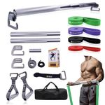J Bryant Fitness Heavy Duty Exercise Bar Set Resistance Bands Bar with 4 Resistance Bands, Carrying Bag, Non Slip Handle, for Legs and Butt, Physical Therapy, Workouts, Women and Men