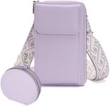 Small Crossbody Bags for Women Trendy,Leather Triple Compartment Cell Phone Crossbody Wallet Purses with Card Slots, Purple, Small