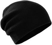 Villand 100% Cashmere Beanie for Women and Men with Gift Box, Double-Layered Knitted Hat, Oversized Winter Cashmere Ski Cap, Black, Small-X-Large