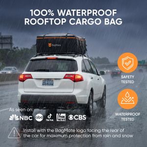 BagMate Roof Cargo Bag 23 cu ft – Waterproof Heavy-Duty 840D PVC, Fits All Cars & SUVs, Includes Mat & Storage Bag