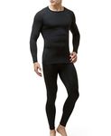 TSLA Men's Thermal Underwear Set, Microfiber Soft Fleece Lined Long Johns, Winter Warm Base Layer Top & Bottom Trousers, Thermal Fleece Black, XS