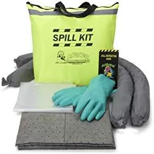 AABACO Universal Spill KIT – Perfect Spill Kits for Trucks - in Portable High Visibility Yellow Tote Bag –for Spill Response – Chemical Or Oil Containment -1 Kit