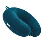 Btag Soft Fibre Filled Neck Pillow for Car, Train, Flight Travel, Neck Support Rest Pillow with Attachable Snap Strap | Pack of 1 | Lagoon Blue